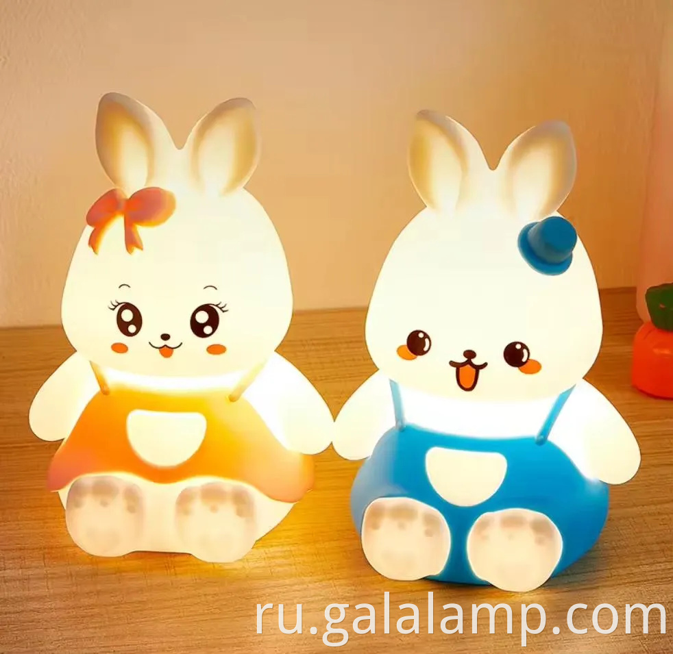 Симпатичный ночной свет животных: дизайн кролика для декорирования детской силиконовый мягкий свет